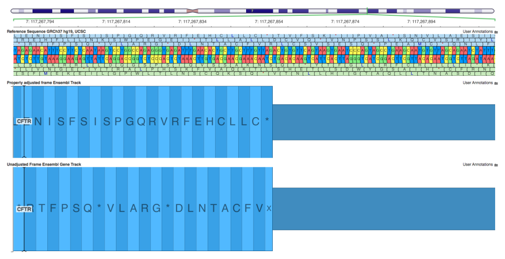 Genomebrowse viewer Ensembl data "noise" example