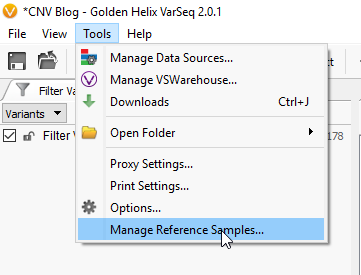 Fig 4. Accessing the reference samples window.