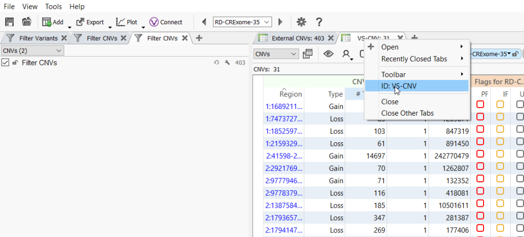 Figure 5. Create and rename multiple CNV tables. 