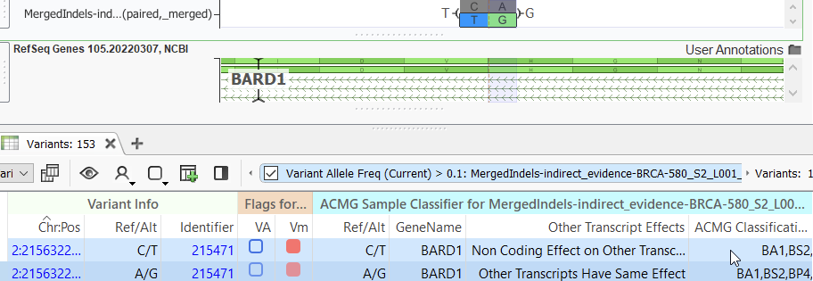Figure 3. MNPs split into allelic primitives can still be observed in Genome Browse.