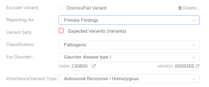 Figure 8: Reporting on the Pathogenic Variant.
