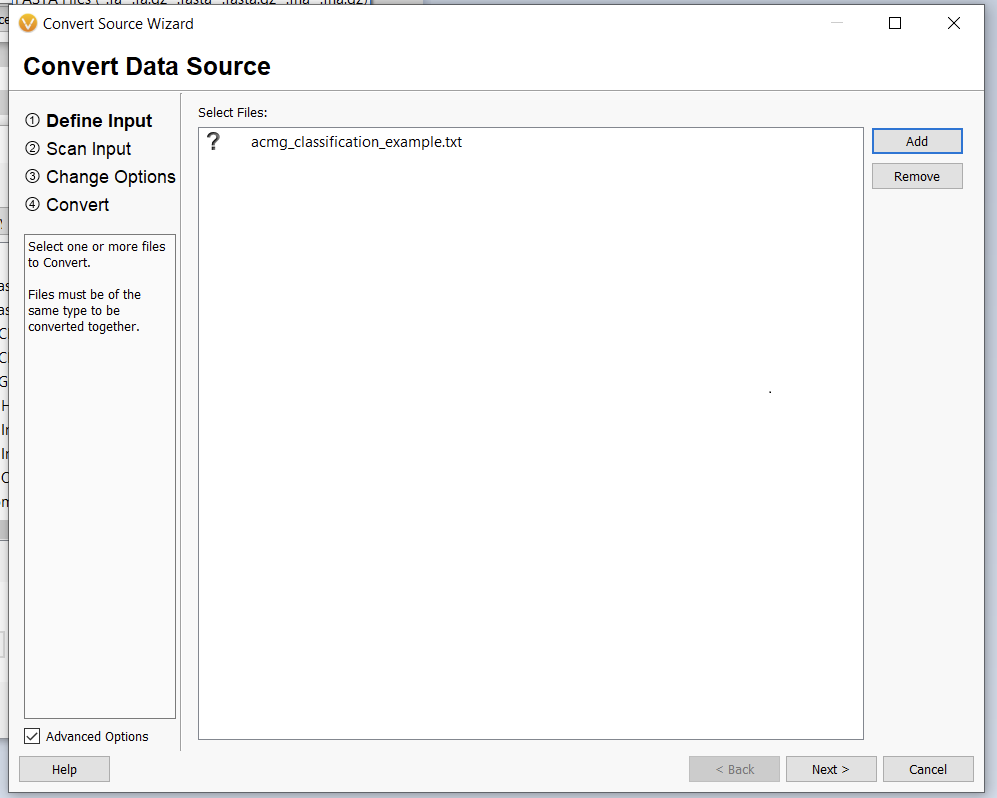 Figure 10: Adding our data source to the Convert wizard