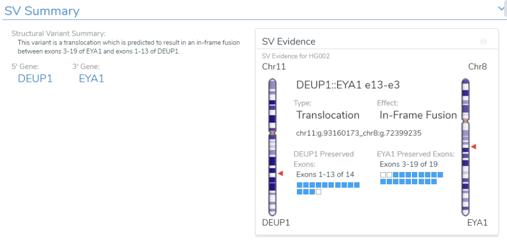 The structural variant detected from PacBio long-read data reviewed in the webcast demo