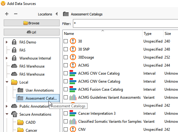 Figure 11: Select Assessment Catalogs Folder. 
