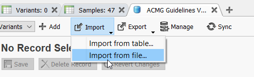 Figure 4: Import variants into the assessment catalog.